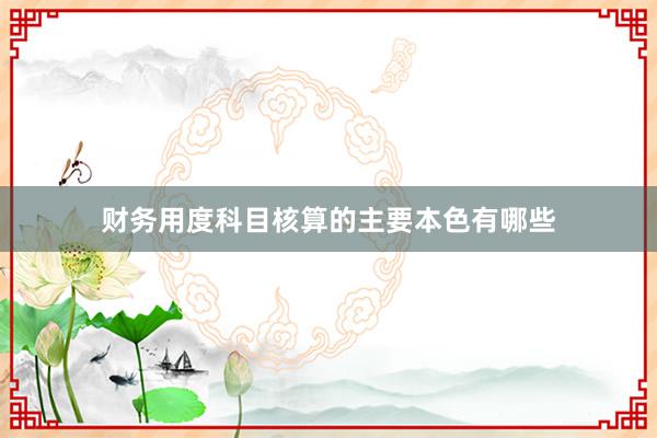财务用度科目核算的主要本色有哪些