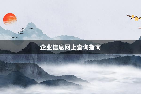 企业信息网上查询指南